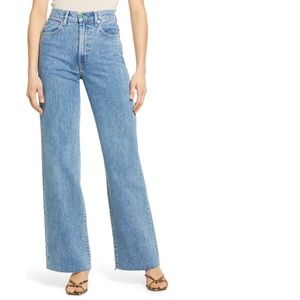 SLVRLAKE Grace high waist raw hem crop wide leg jeans in Sonoma